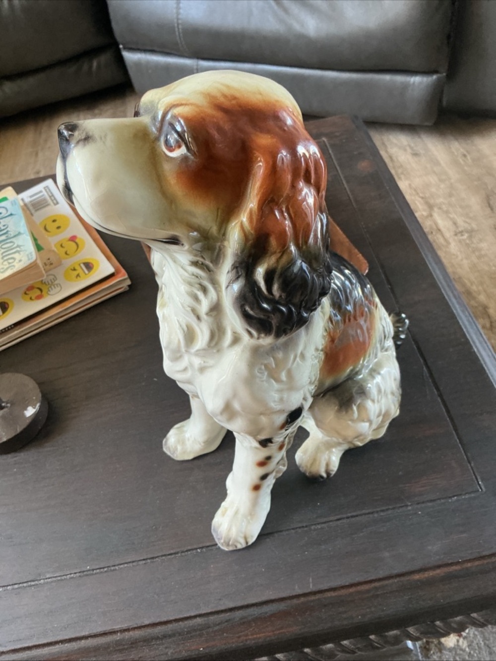 VTG Japan LARGE rare Cavalier King Charles Spaniel dog Porcelain Hand painted